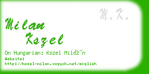 milan kszel business card